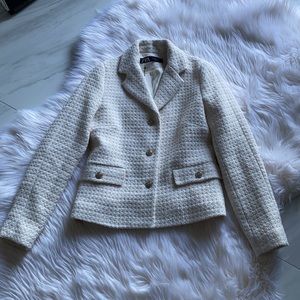 Zara tweed blazer in cream color size small